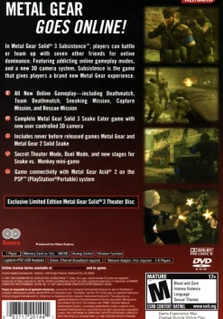 New Metal Gear Solid 3 Subsistence Limited Edition Ps2 Games